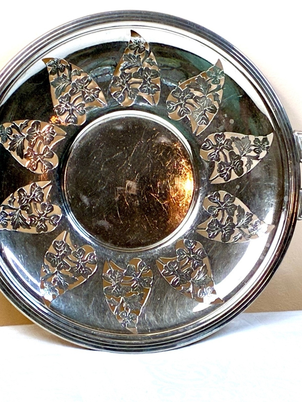 Vintage Farberware Silver Plated Serving Tray with Floral Cutout Design
